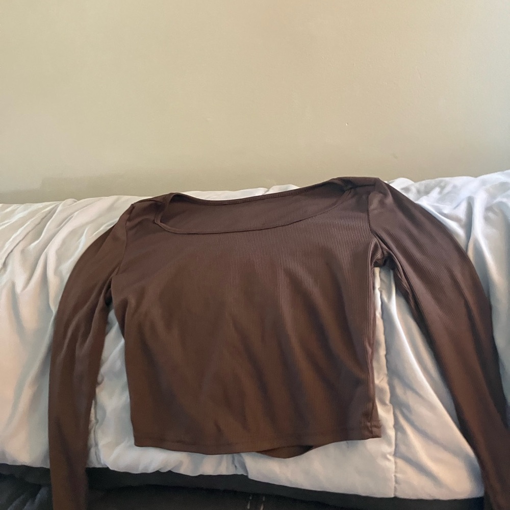 Brown Long Sleeve Women's Top